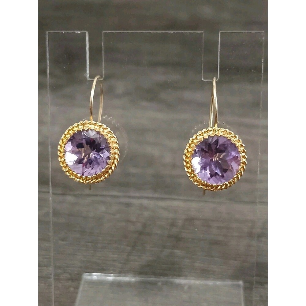 ATI Athar Trading Co 14kt Yellow Gold Large Amethyst Dangle Earrings Tested
